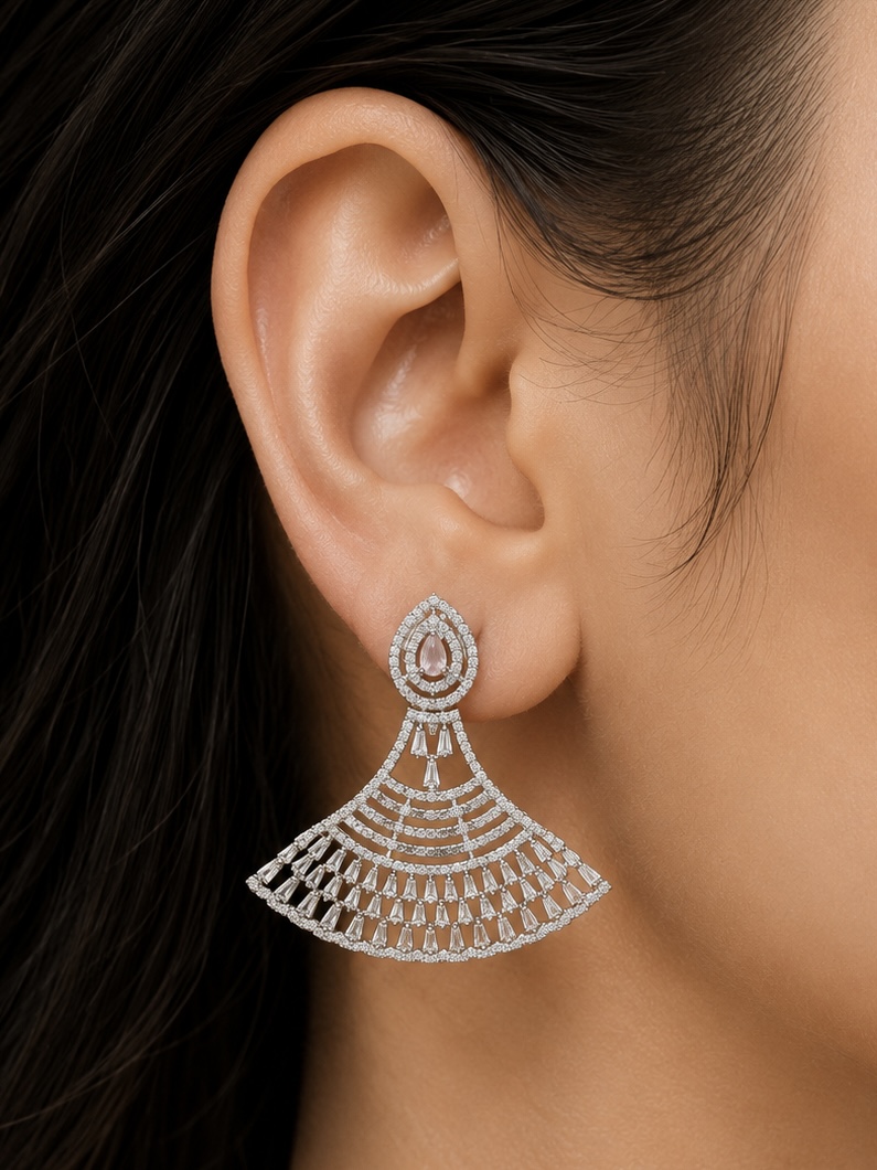 PINK HALO FAN EARRINGS