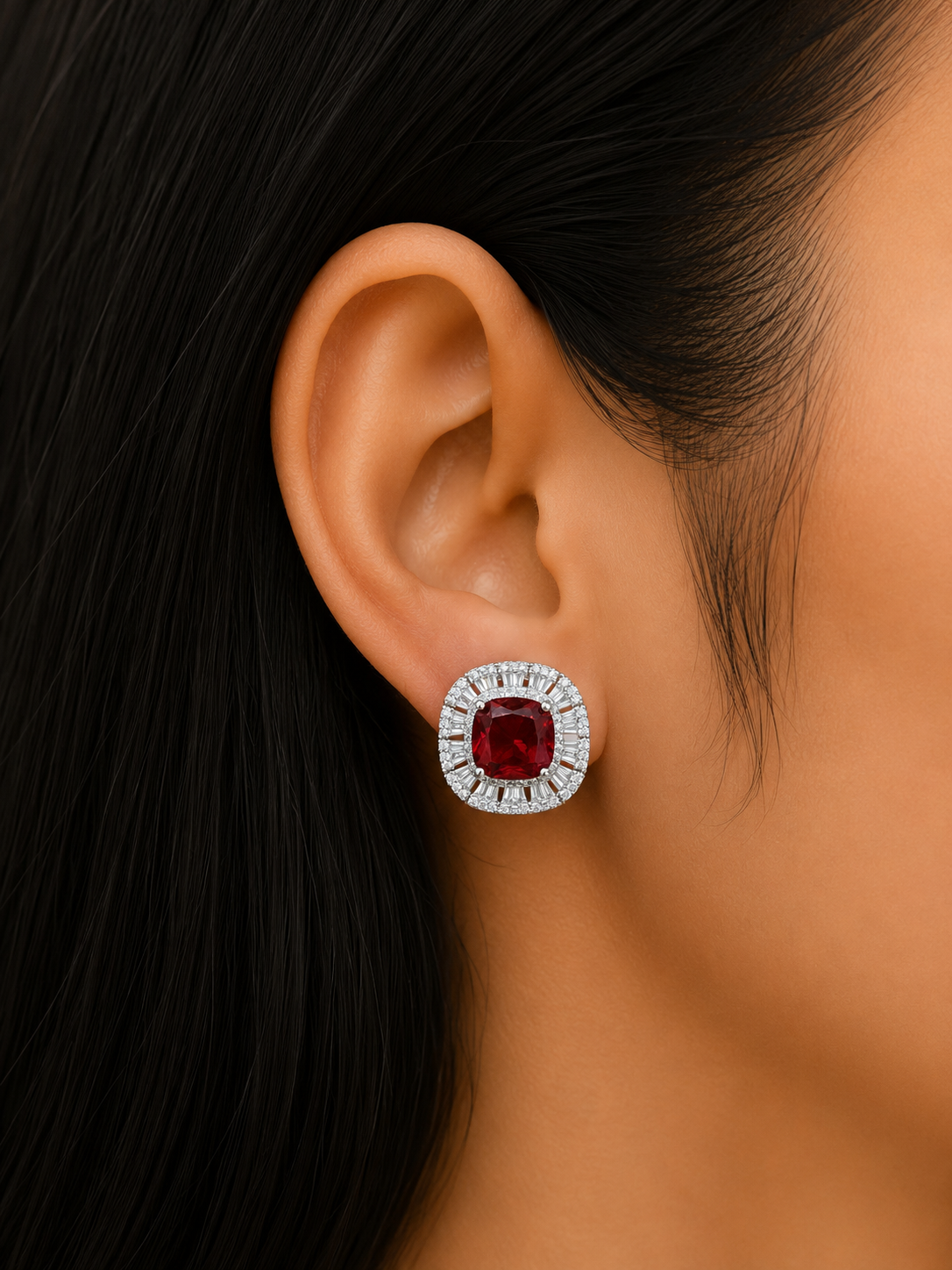 SCARLET HALO STUDS