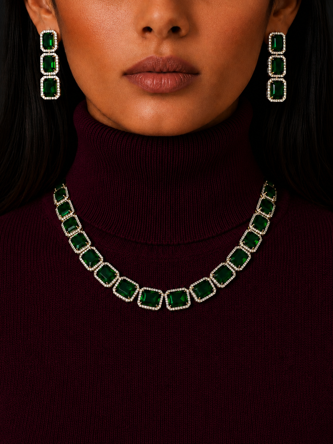 Emerald Prism Necklace Set
