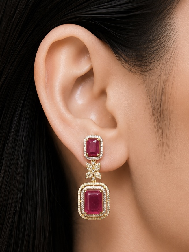 RED & GOLD ROYAL DIAMOND EARRINGS