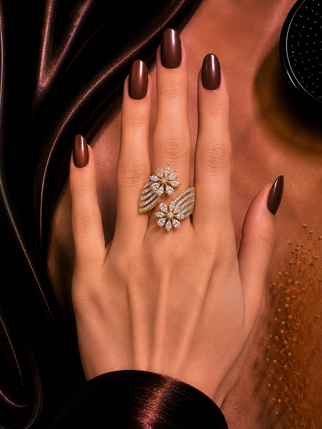 SILVER DAISY FLOWER DIAMOND RING
