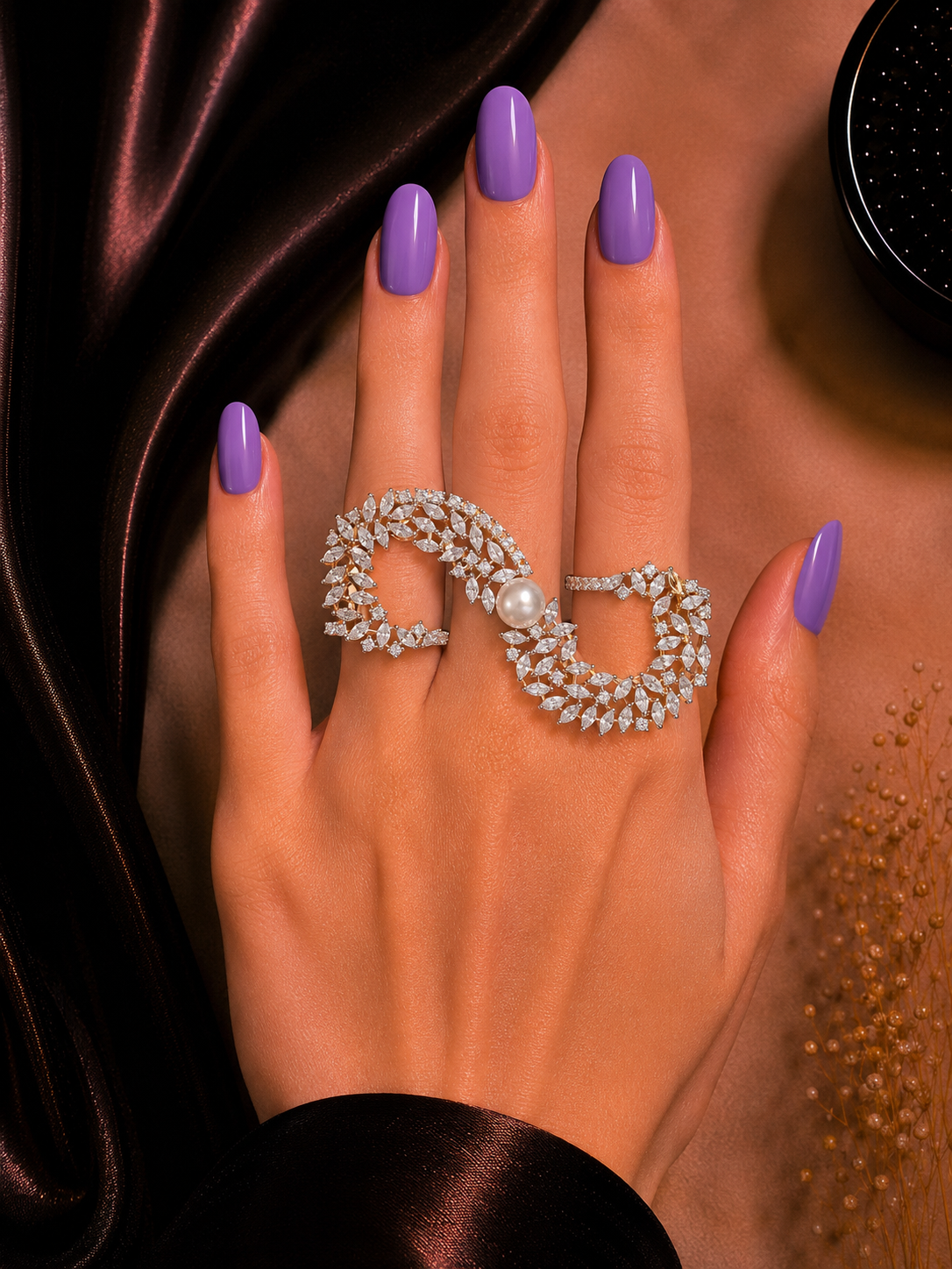 GOLDEN INFINITY SPARK RING WITH PEARL