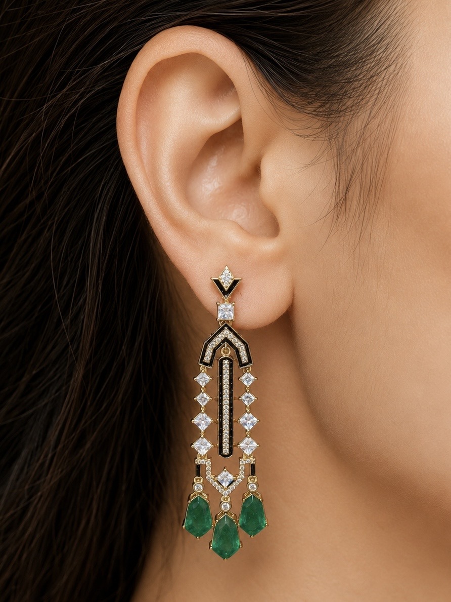 NOBLE EMERALD CASCADE EARRINGS