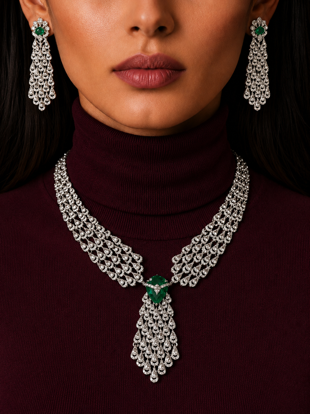 EMERALD WHISPER ASSYMETRICAL NECKLACE
