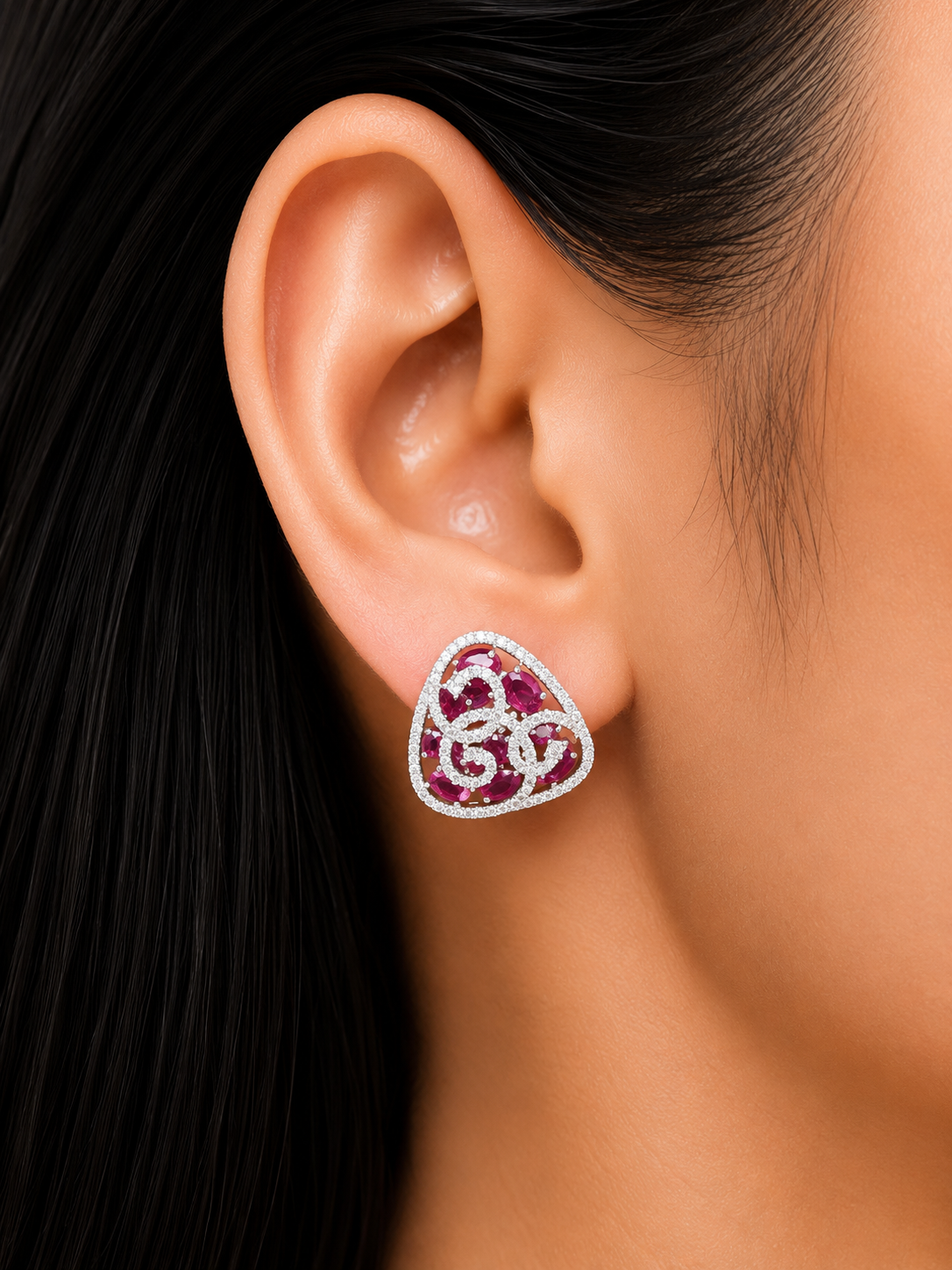 Ruby Filigree Studs