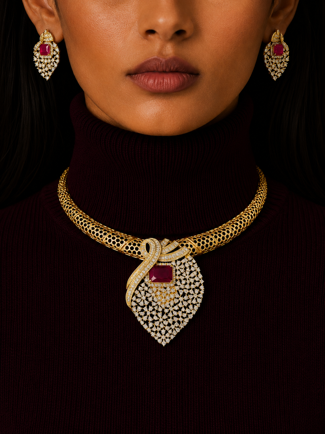 RUBY VERDANT EMPRESS STATEMENT NECKLACE