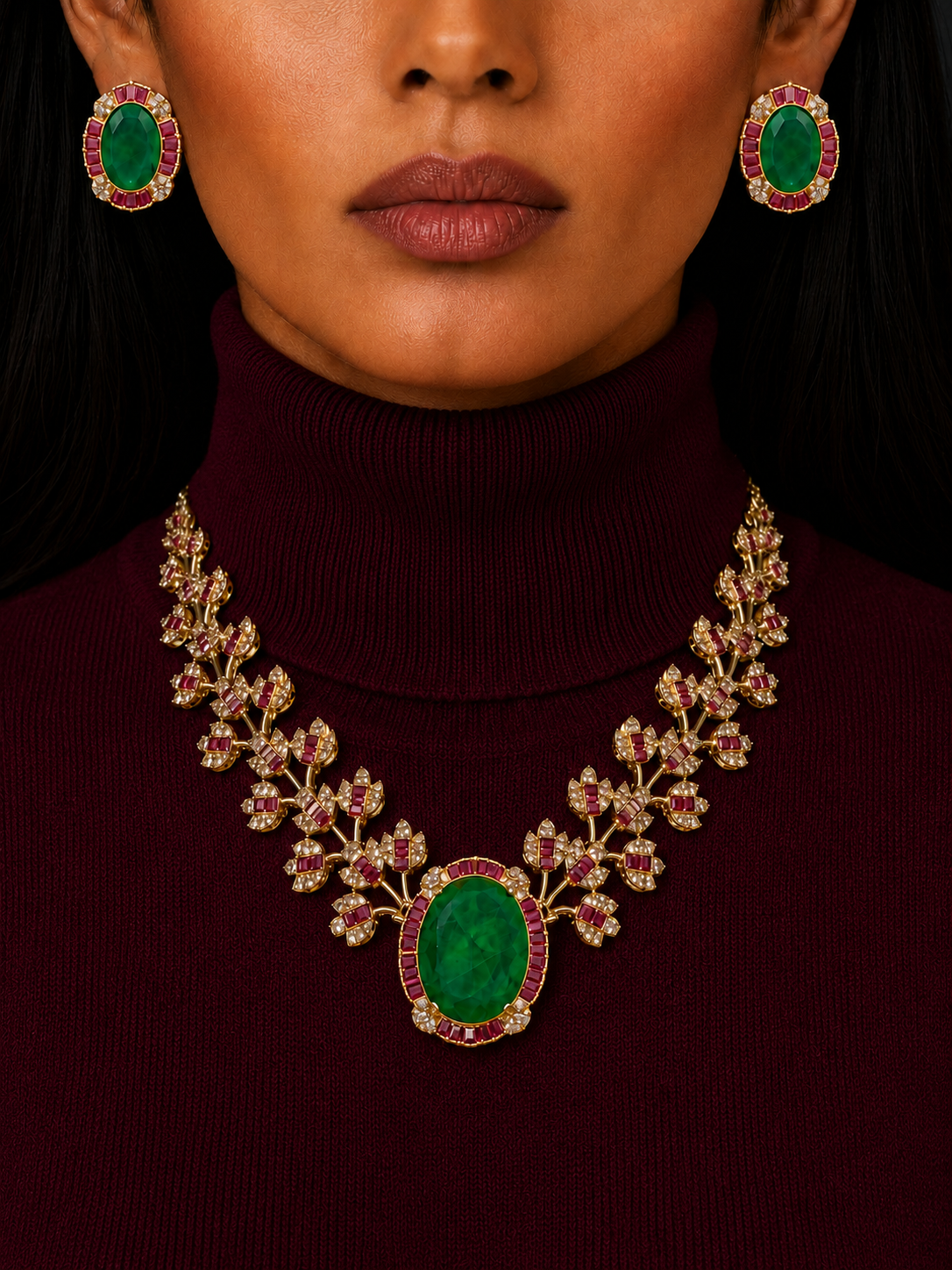 RUBY & EMERALD MAJESTY NECKLACE SET
