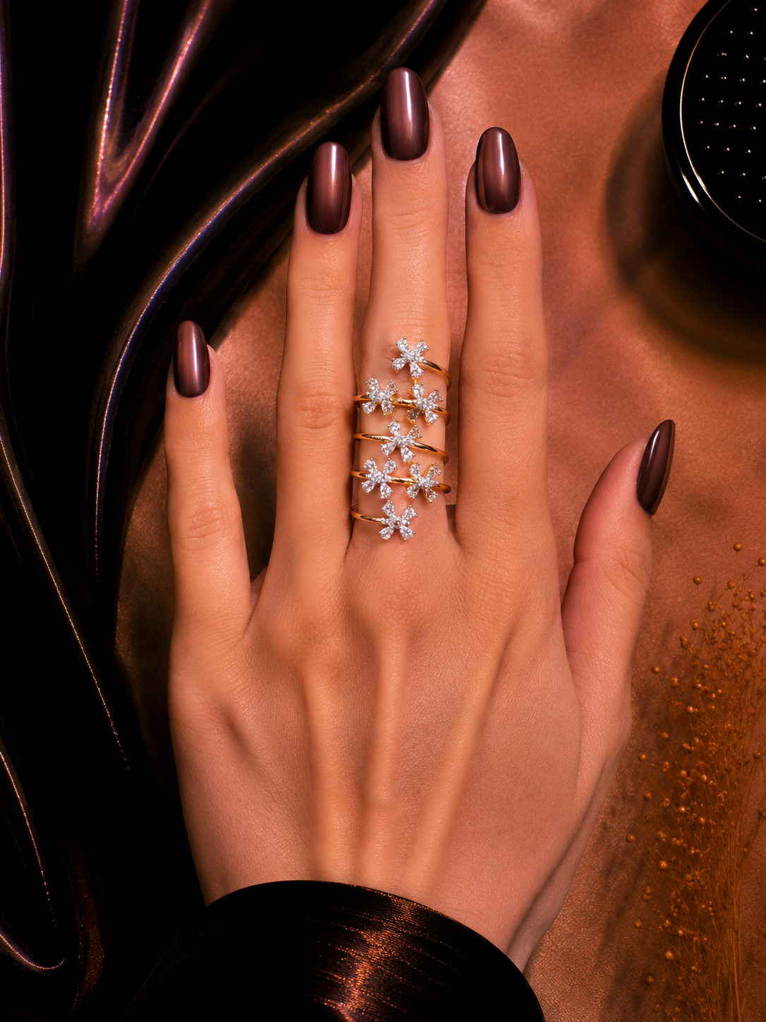 FLORAL CRYSTAL LIKE CLUSTER DIAMOND RING