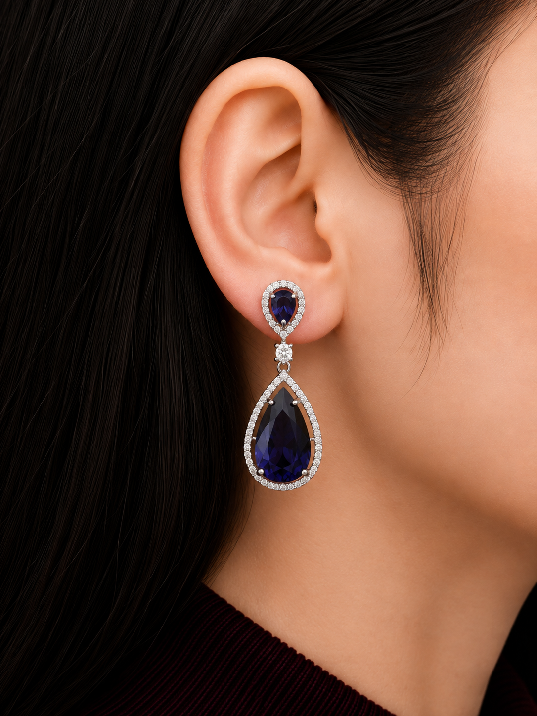 ROYAL VIOLET DIAMOND DROP EARRINGS