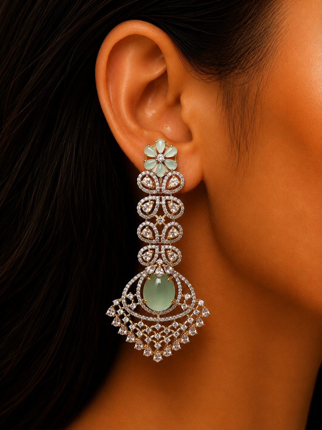 SEAFOAM GREEN FLORAL EARRINGS