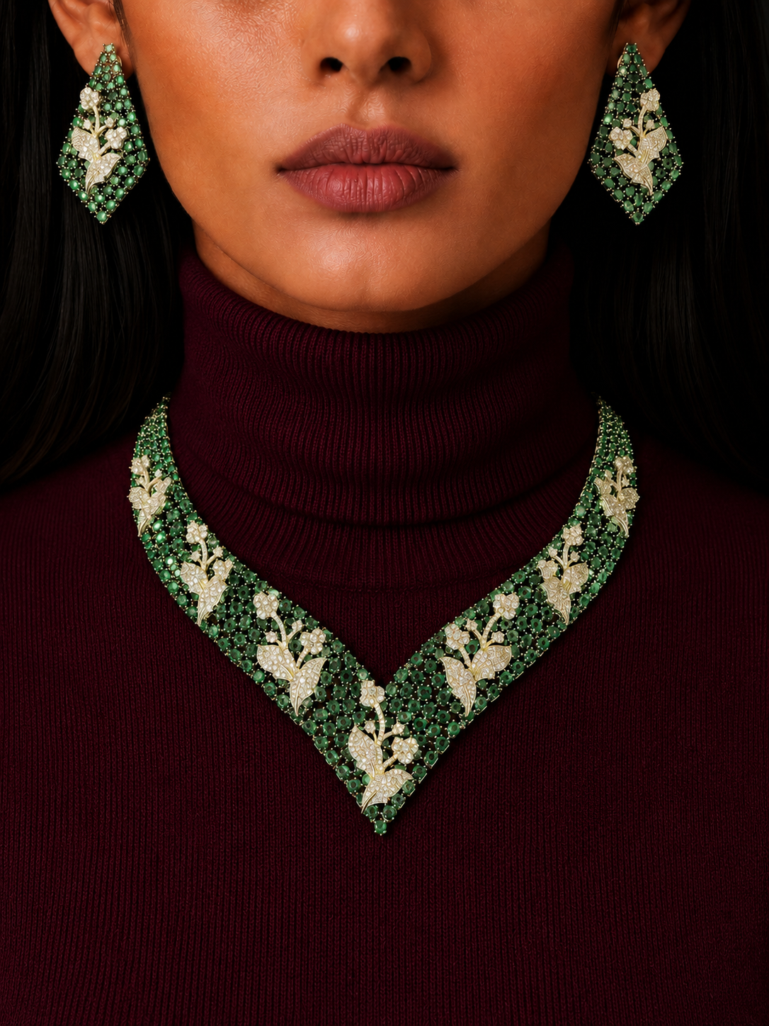 Emerald Aura Necklace Set