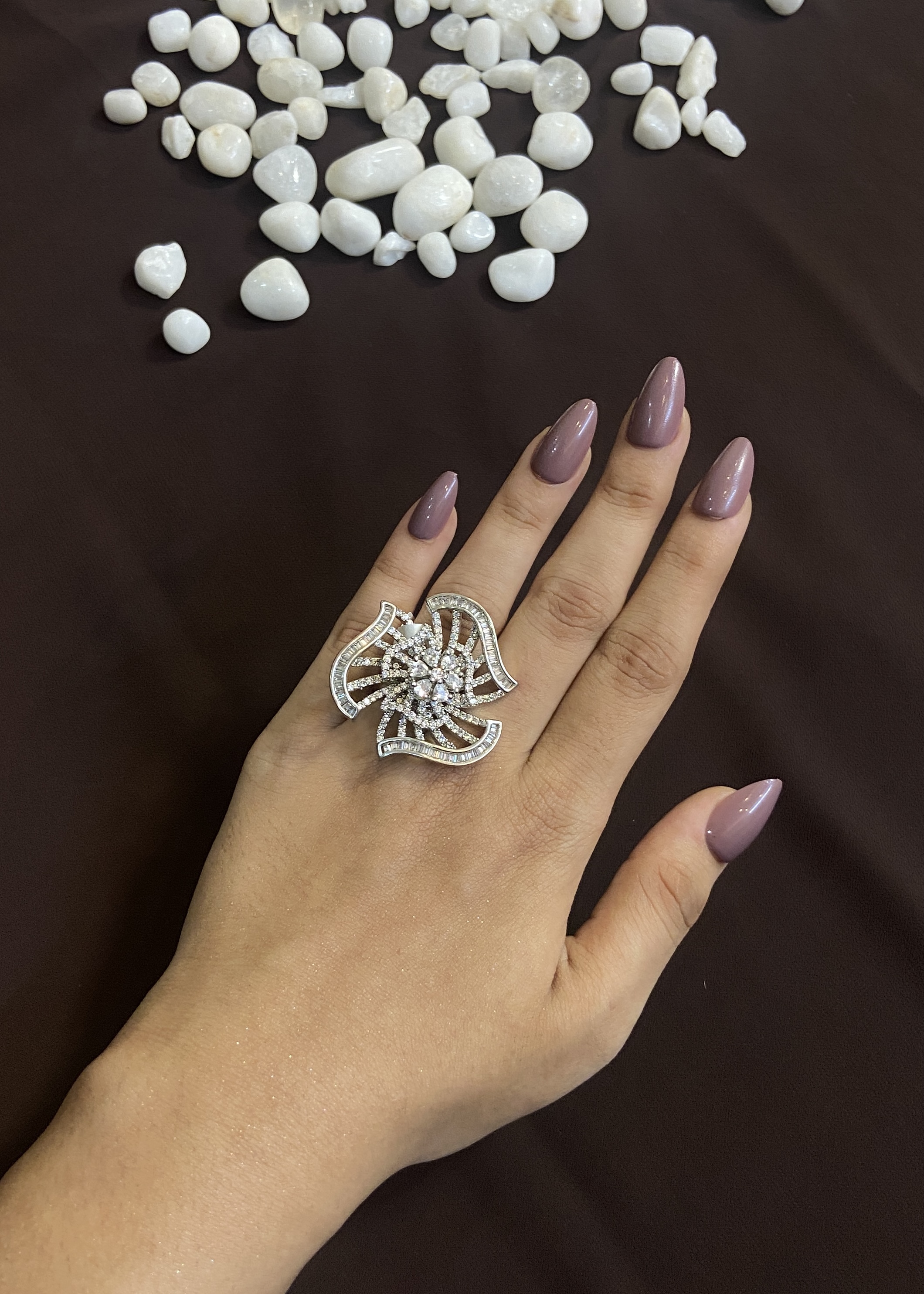 ZENITH DIAMOND RING WITH FLORAL TOP