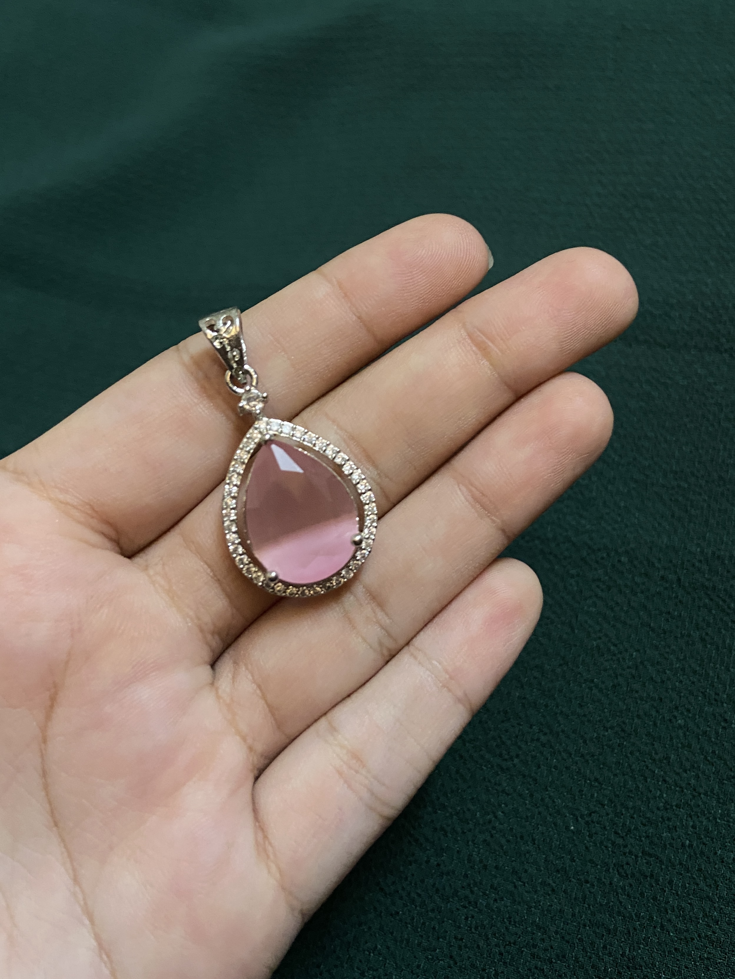 BLUSH PINK TEAR DROP PENDANT